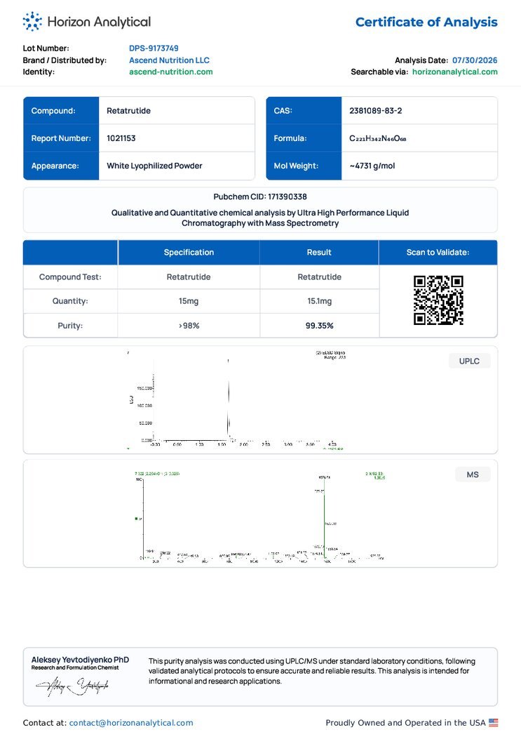 Certificate of Analysis for lot sent-260801-177